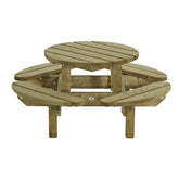 picknick tafel rond voor kinderen in de tuin van hout